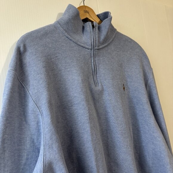 Polo Ralph Lauren Sweater Mens XXL Blue 100% Cotton 1/4 Zip Long Sleeve Pullover - Picture 3 of 15